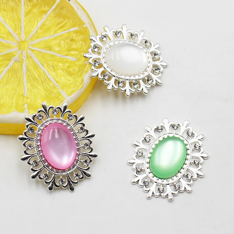 Модные блестящие стразы кошачий глаз из Овального сплава 10 шт./партия 24*28 мм