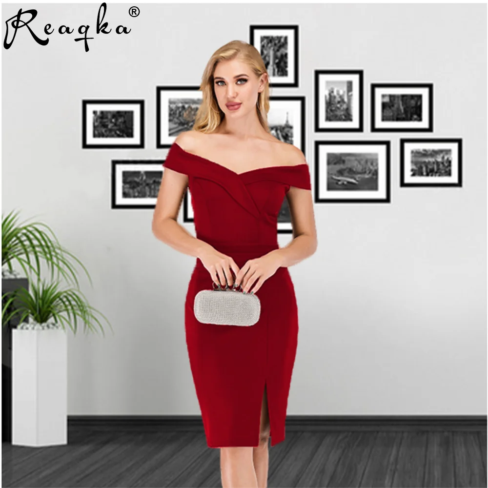 Женское платье с открытыми плечами Reaqka романтичное вечернее в европейском и