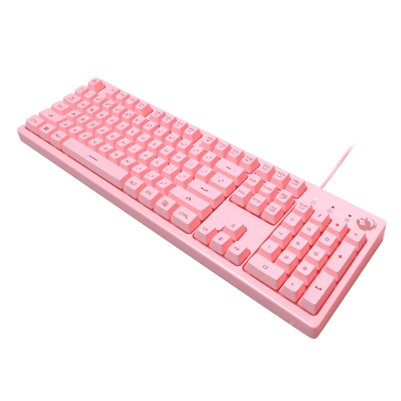 

USB Wired Mechanical Feeling Cute Pink LED Keyboard with Two-color Injection Keycap for Windows Gaming PC (104 Keys)