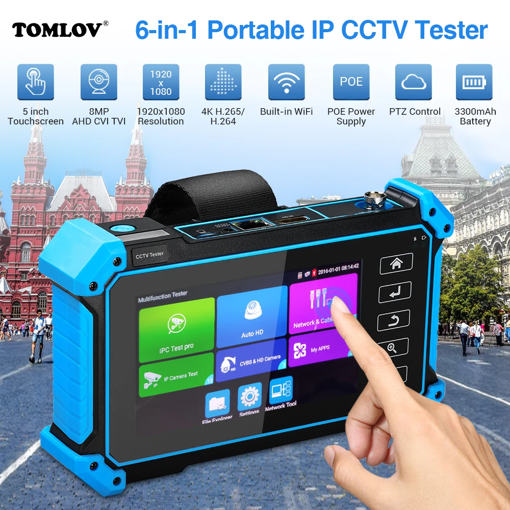 Камера видеонаблюдения с сенсорным экраном IPC 5100PLUS 8 Мп AHD CVI TVI CVBS|Монитор и