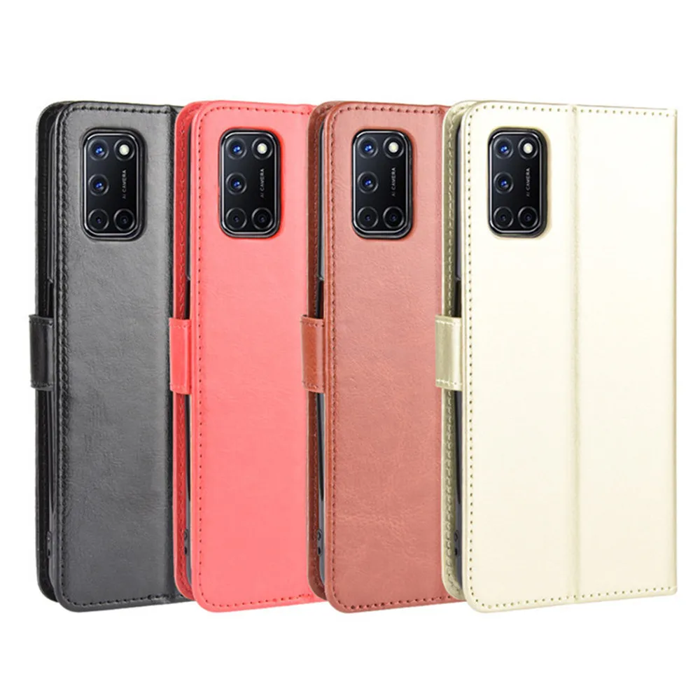 Высококачественный защитный чехол для OPPO A52 A72 A92 Роскошный флип из искусственной