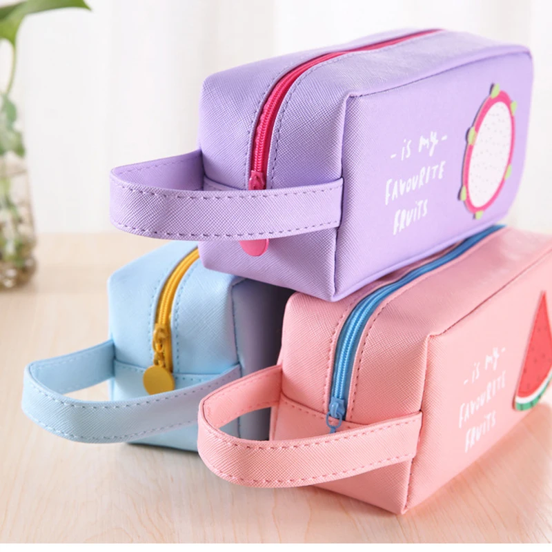 Пеналы школьные пеналы из искусственной кожи с фруктами вместительные