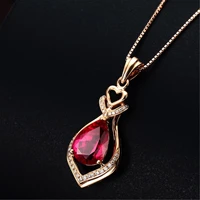 14k rose gold 45cm necklace ruby pendant for women red topaz wedding gemstone pierscionki chain naszyjnik ruby necklaces joyas