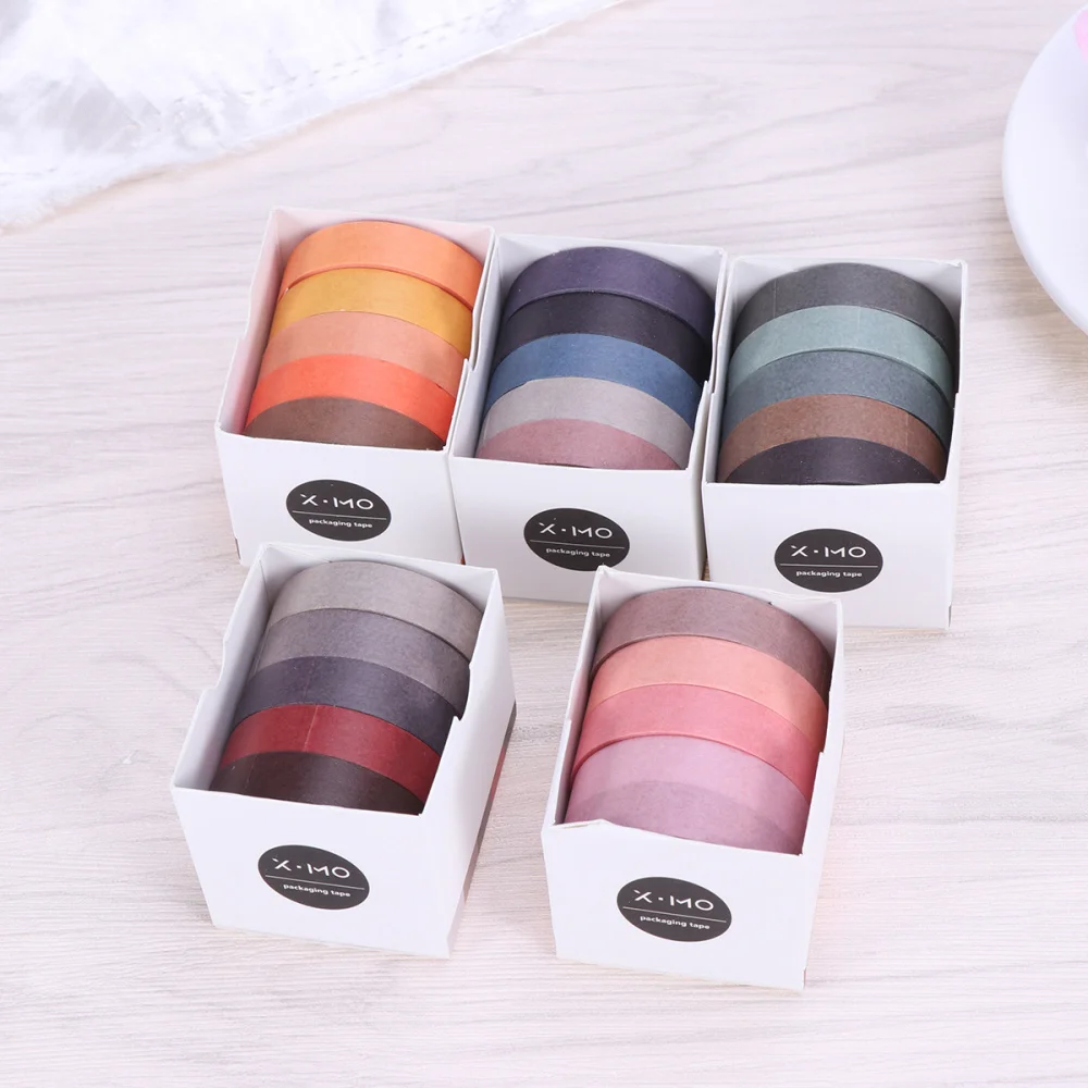 

5pcs DIY Color Decorative DIY Sticky Paper Tape Masking Adhesive Tape Scrapbooking DIY Decoration (Mixed Color)