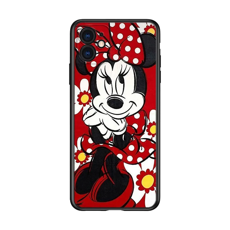 Disney Minnie Mouse Cover Phone Case For Apple iPhone 14 13 12 11 Pro Max Mini XS Max X XR Silicone Black Shell