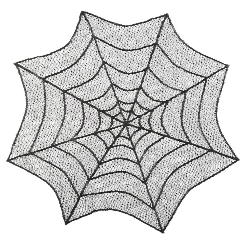 Паутина дизайн Хэллоуин круглая скатерть покрытие стола Черное кружево