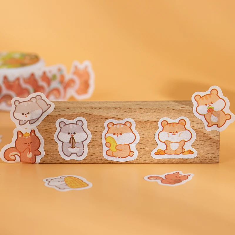 

100 pcs /Roll Cartoon Animals Cat Dog Mouse Washi Tape Stickers Kids Diary Handbook Decoration