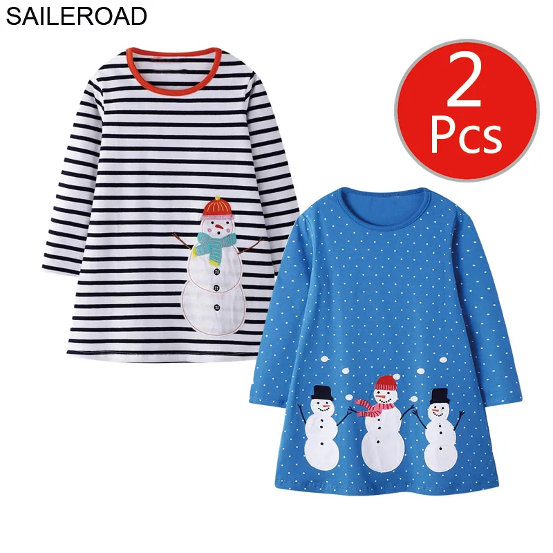 7110 7066 photo SAILEROAD 2 шт. Слон Аппликации Девушки С Длинным Рукавом Платье для 7 лет Одежда Для Девочек Животные Платья для Детей 6 Лет Вышивка - Цвет: 7110 7066 photo