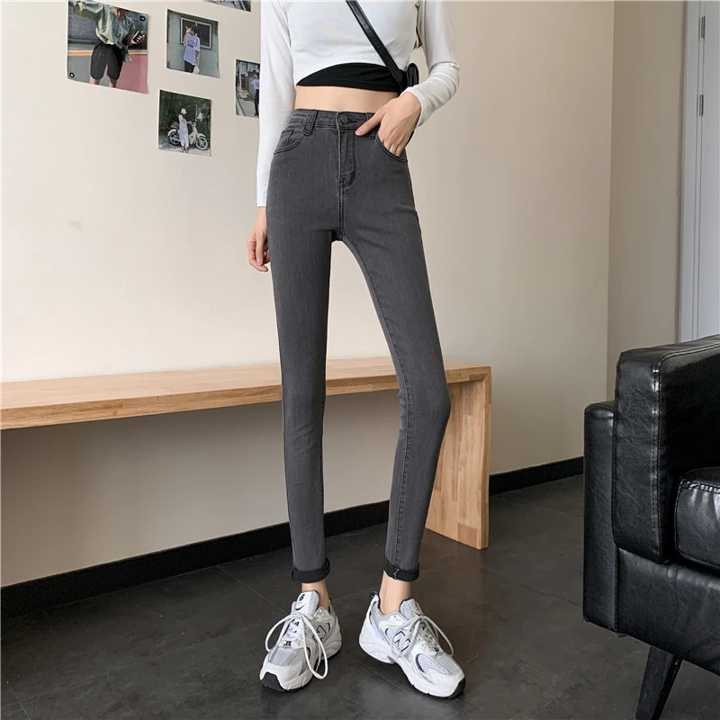 

Basic Jeans Soft Pants Female All Match High Waist Femme Long Blue Classic Skinny Denim Pants For Women Push Up Pencil Trousers