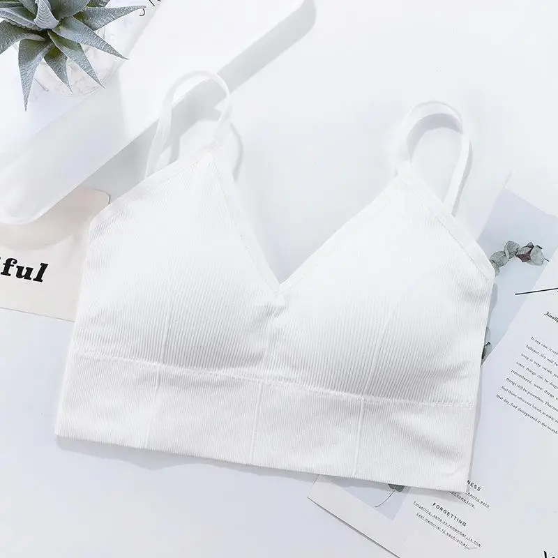 

U Shaped Halter Bra Cross Shoulder Straps Underwear Women Vest Without Steel Ring Seamless Lingerie Breathable Gathered Bralette