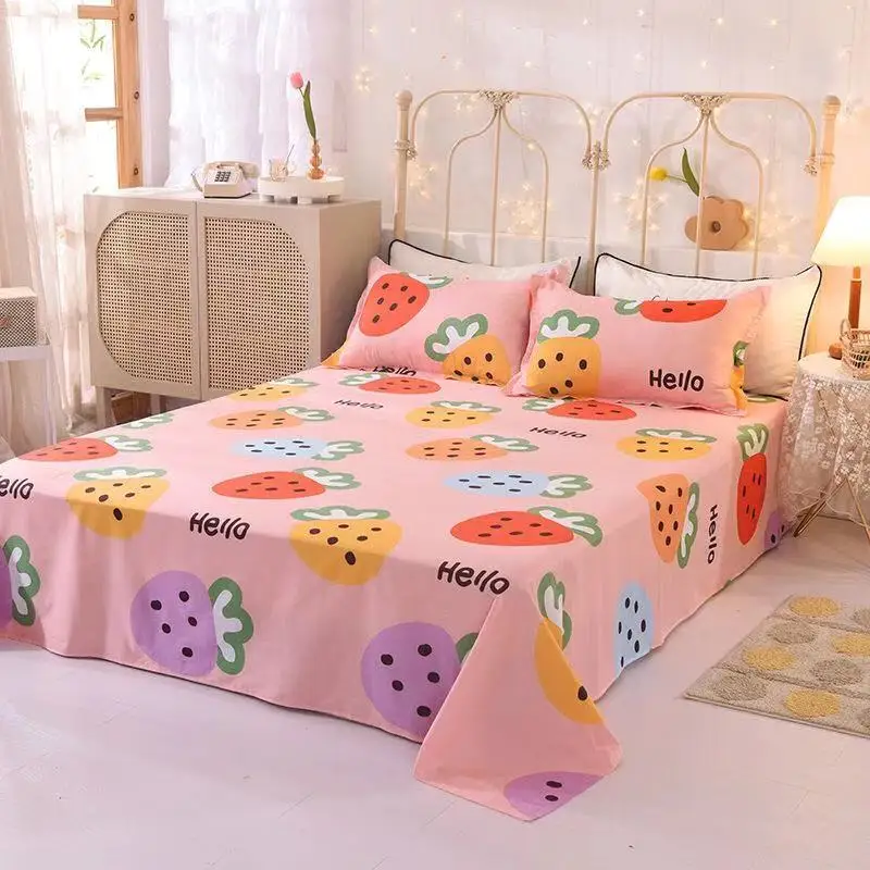 

1 Pc Bed Sheet Queen King Twin Size Cotton Flat Sheet Bed Linen Fitted Sheet Bedsheets