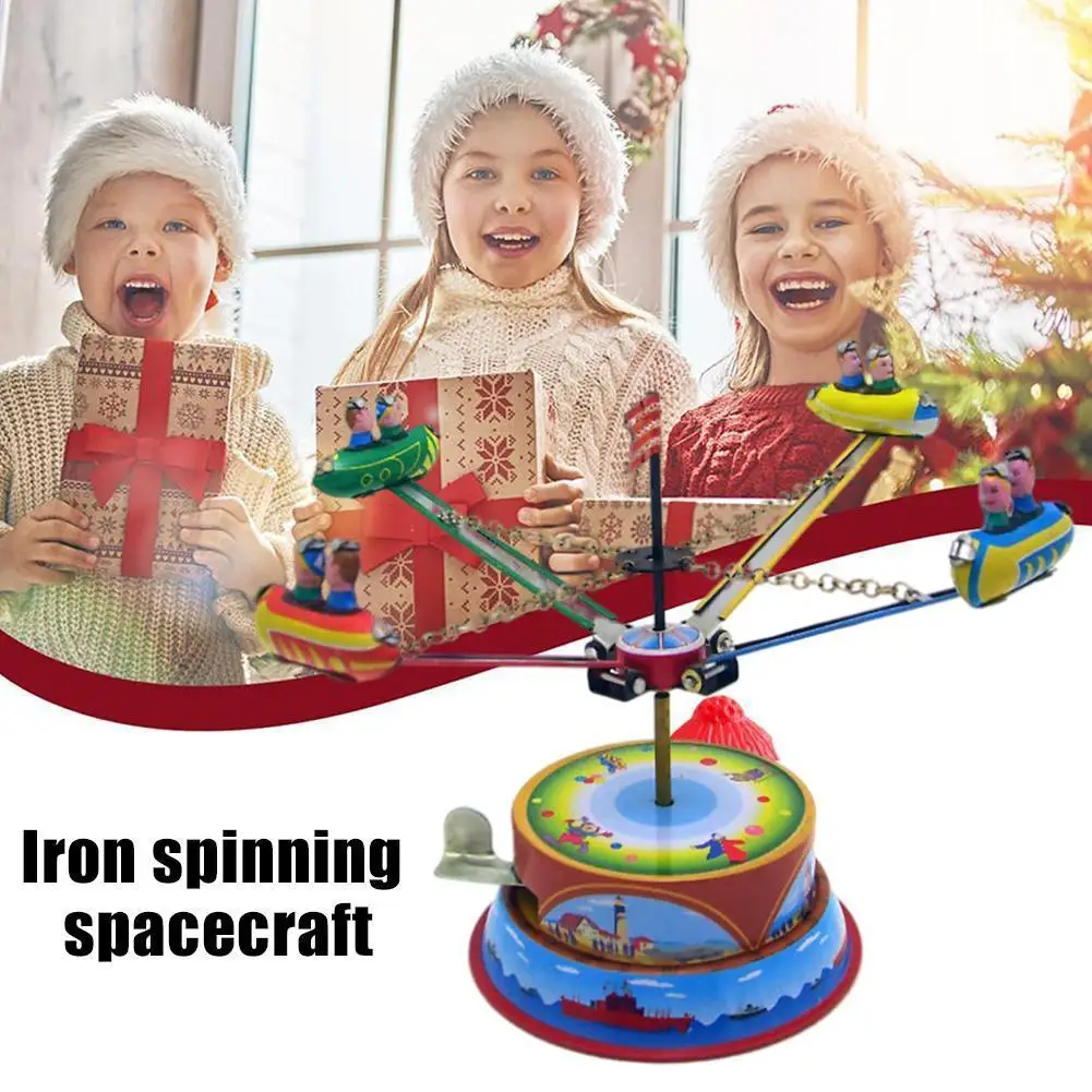 

Винтаж Ретро коллекция олова игрушки Классический Заводной заводные вращающаяся игрушка "космический корабль", способный преодолевать Бро...