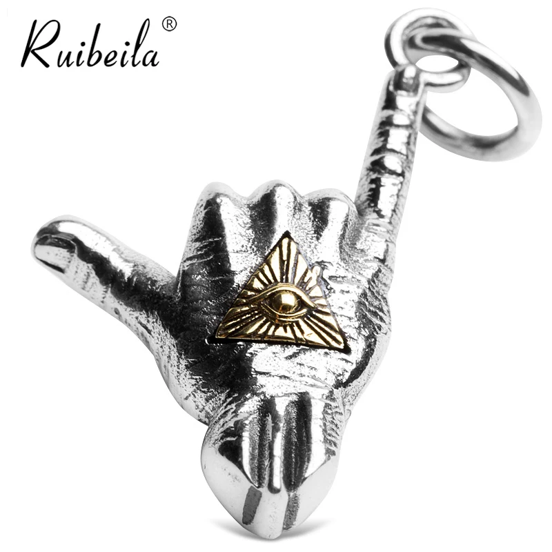 Ruibeila925 Серебряный кулак для хип хопа хоп ГЛАЗ Божией жесты 666 кулон личность