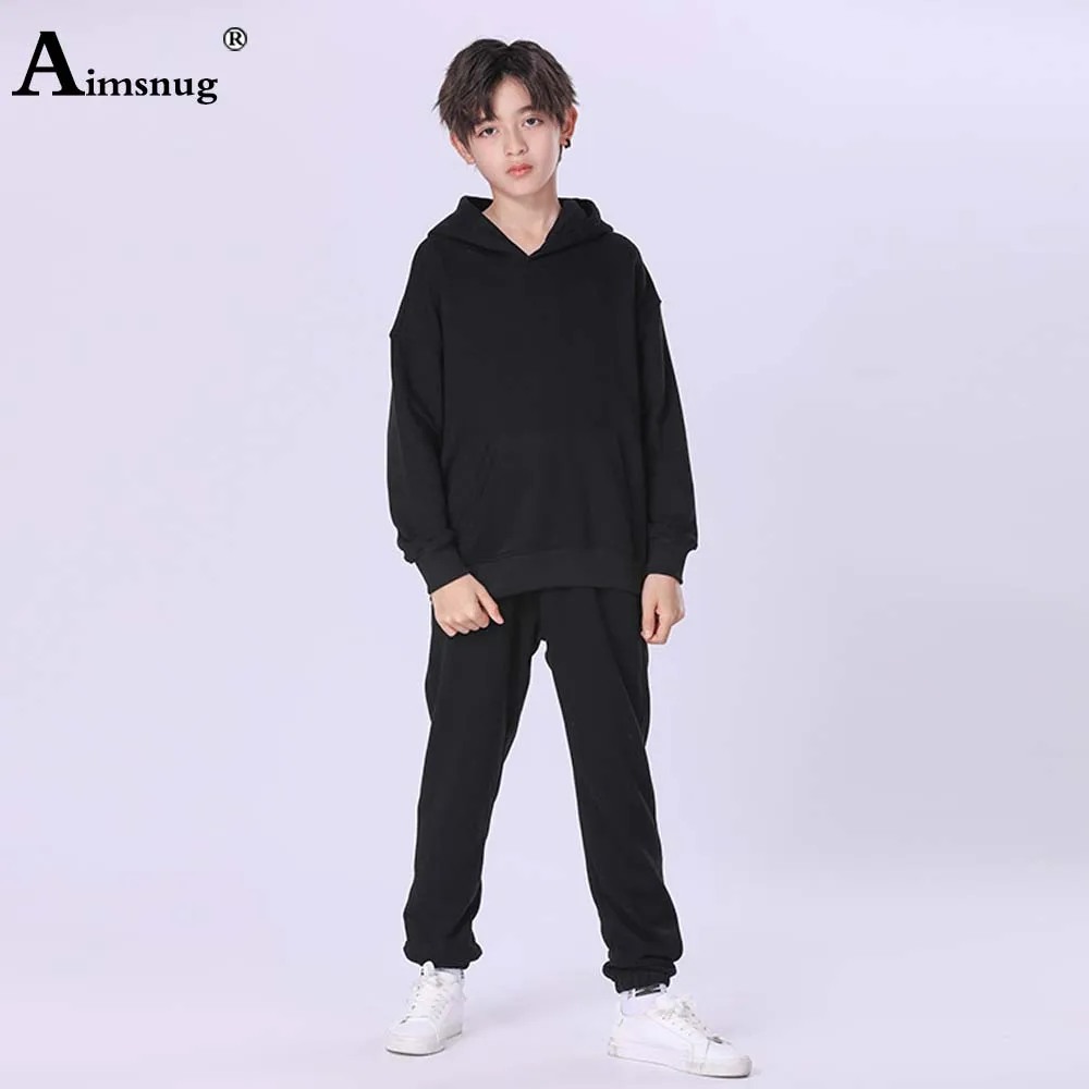 

Children Long Sleeve Cotton Two Pieces Set Unisex Boy Girl Loose 2PCS Outfits 2021 Autumn Kids Hooded Sweatshirt and Long Pants