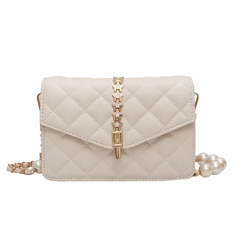 

Summer Popular Pearl Chain Bag for Women 2021 Trendy Texture Small Square Bag Female Shoulder Messenger Bag Fashionable Purses