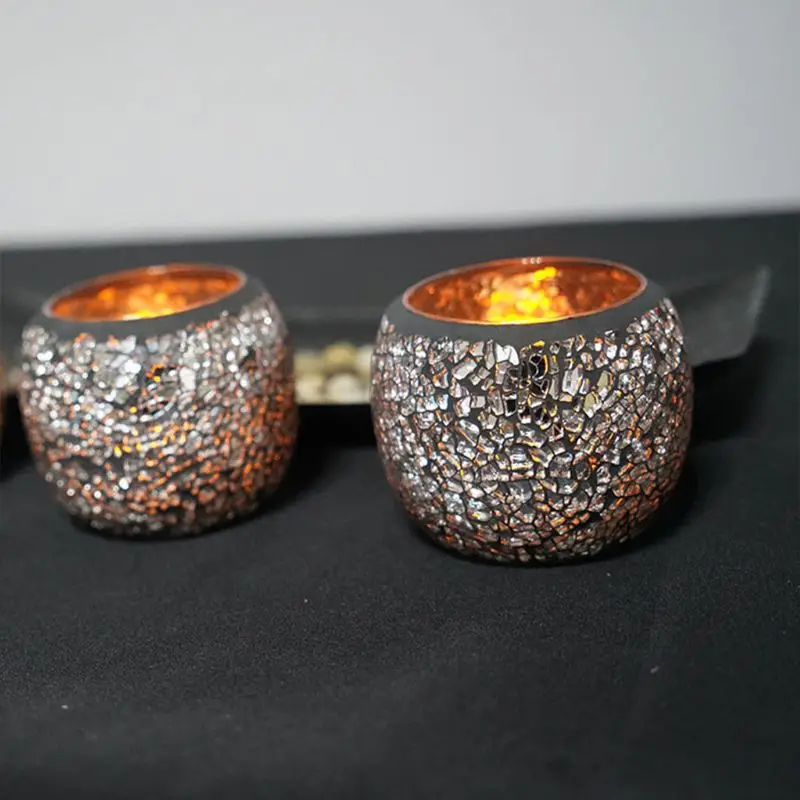 

Crack Glass Candlestick Holder Tea Lights Candle Home Wedding Party Decoration
