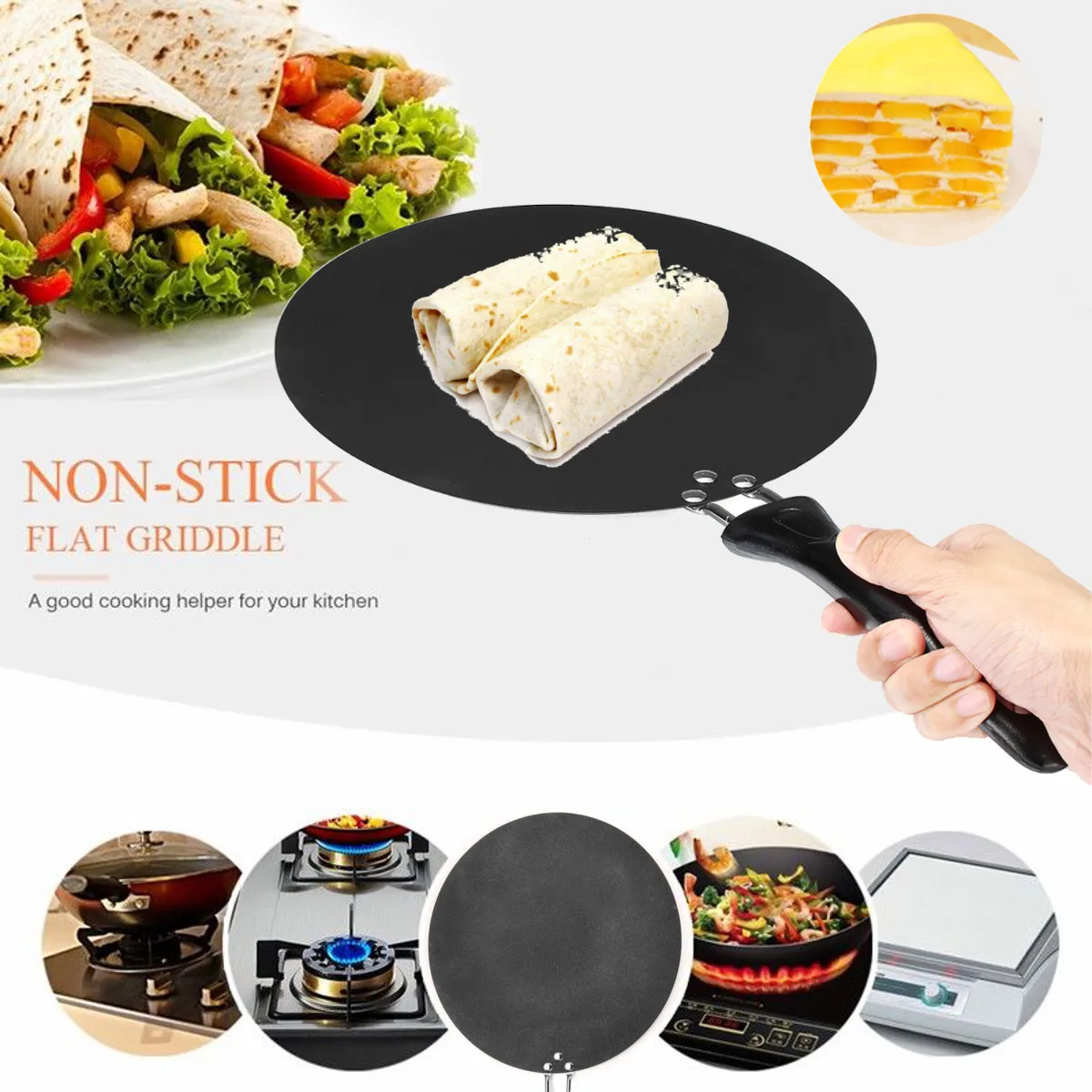 

30cm Nonstick Pan Frying Pancake Pan Household Flat Pan Anti-scalding Handle Steak/Fried Pans Suitable for all kinds stoves