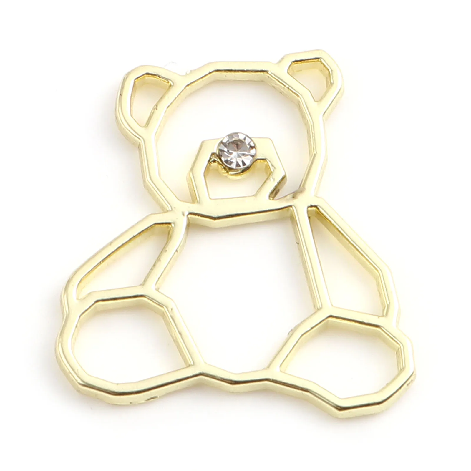 

10 PCs Cute Hollow Bear Charms Pendant For Jewelry Making Colorful Clear Rhinestone Charms Pendant Necklace DIY