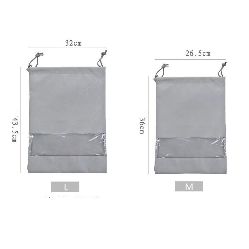 

12Pcs/Lot Gray Shoes Stroage Bag Portable Travel Shoes Organizer Dust Cover Waterproof Shoes Sorting Drawstring Bag Non-Woven