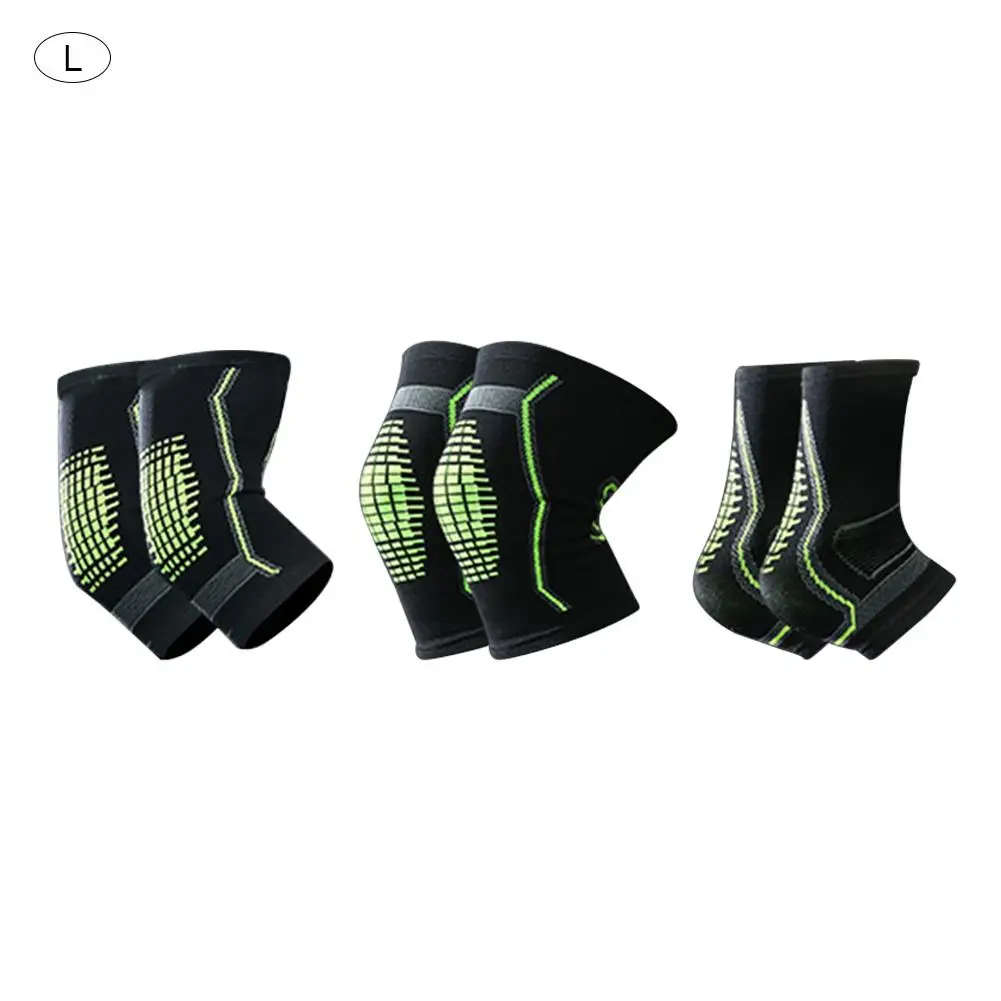 

Brace Compression Sleeves Set Three Sizes Pain Relief Injury Recovery Wrist Knee Ankle Protector Set