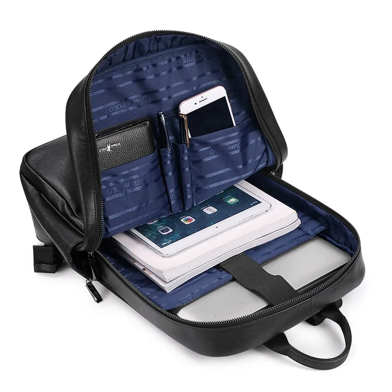 Мужской рюкзак в британском стиле из натуральной кожи для ноутбука 14 дюймов с