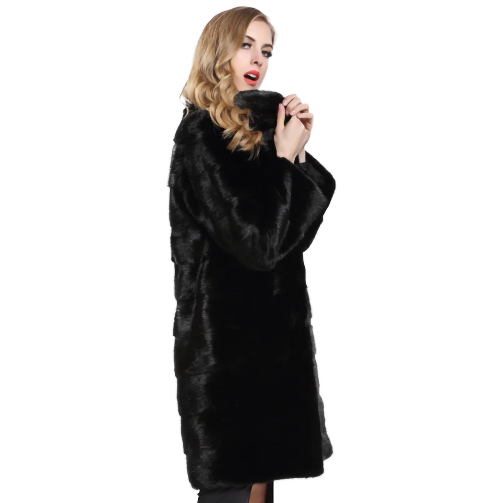 Шуба из натурального меха норки облегающая женская шуба цельной кожи длиной 90 см