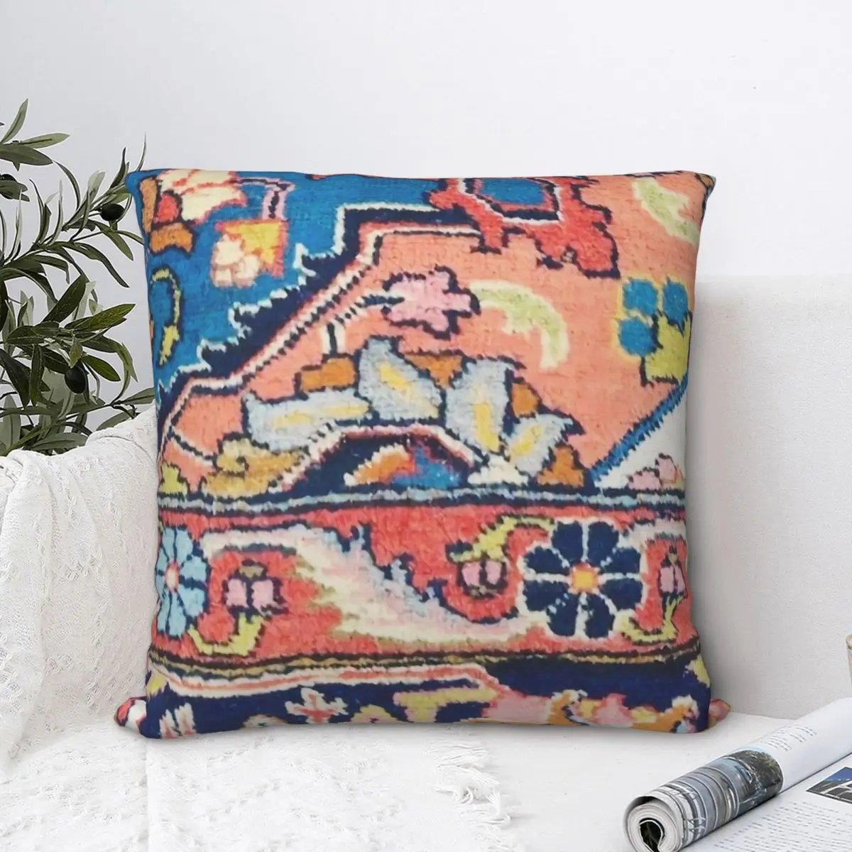 

Flowers Pillowcase Oriental Rug Art Culture Backpack Cushion For Bedroom DIY Printed Office Hug Pillowcase Decorative