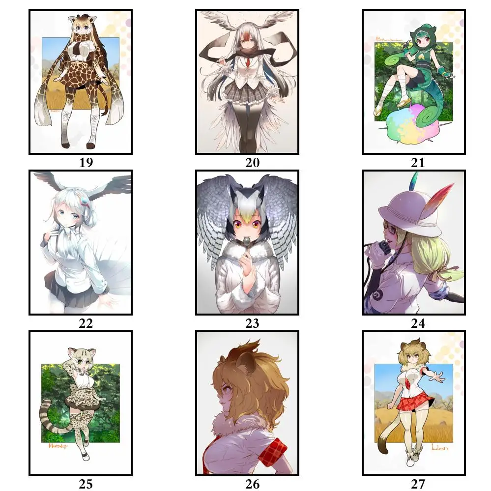 50 Дизайнов Постер Kemono Friends из белой бумаги маскарадная Наклейка на стену для