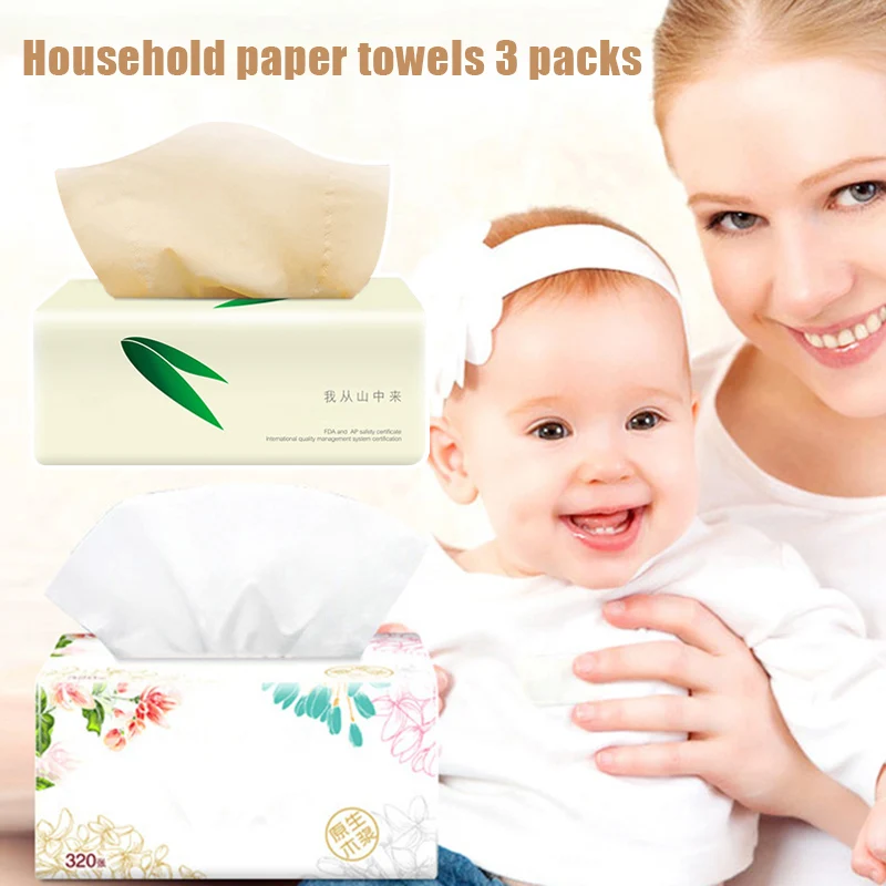 

Новинка 3 Упаковки Мягких чистых салфеток для лица бумажные салфетки домашние офисные бумажные полотенца DO99
