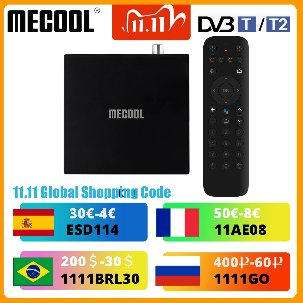 

ТВ-приставка MECOOL KT1, Android TV 10 DVB тюнер-ресивер DVB-T2 Amlogic S905X4 ТВ-приставка BT 4,2 Wi-Fi 2,4G/5G LAN Dolby декодер тв-приставка