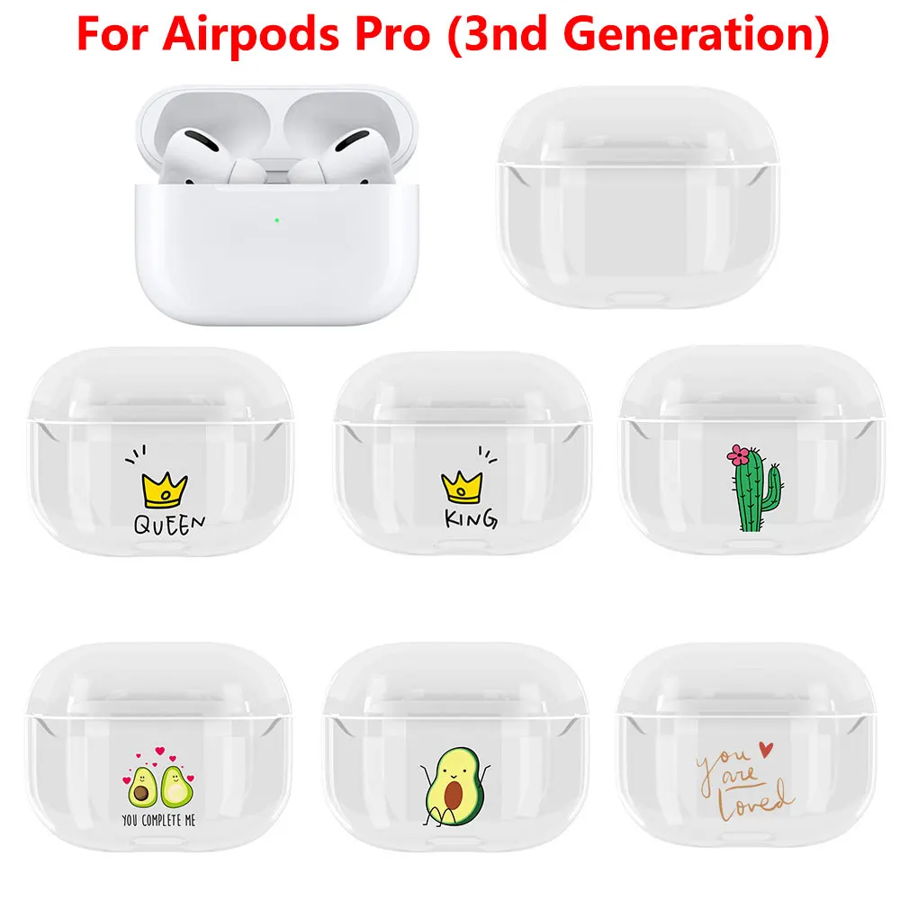 Прозрачный жесткий чехол для наушников Airpods Pro 2019 с мультяшным рисунком