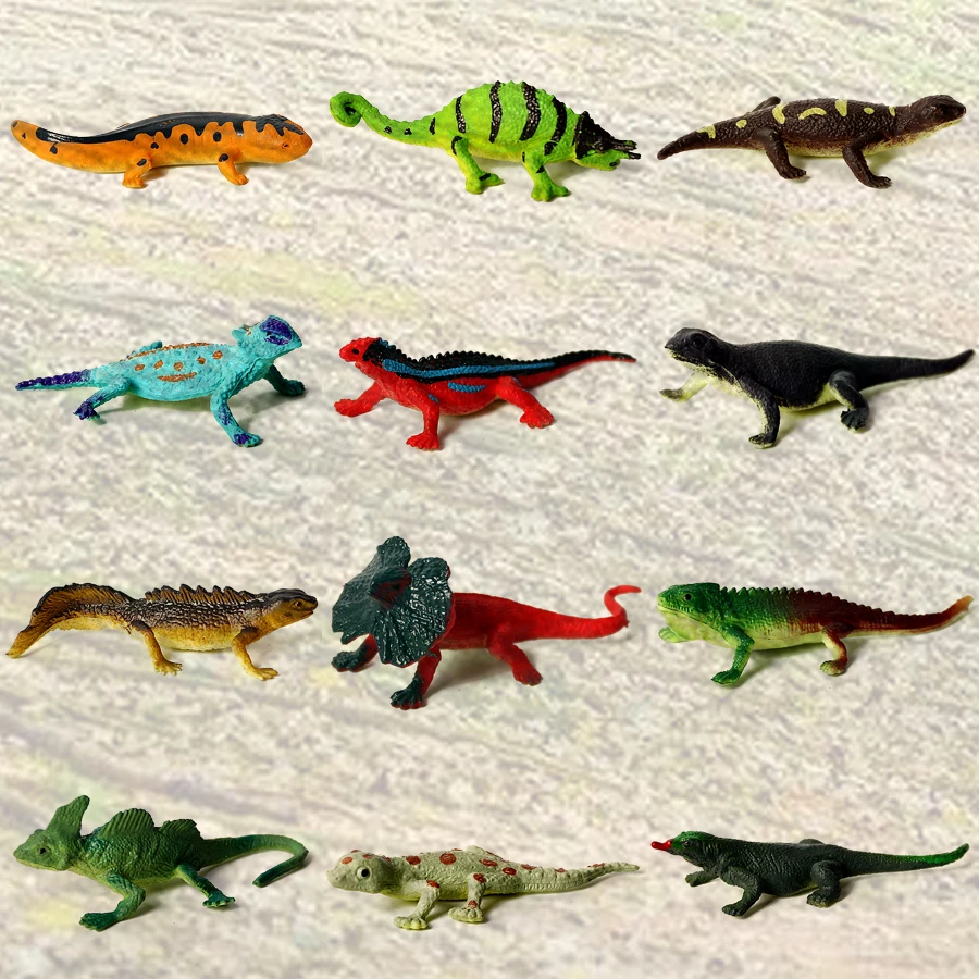 Фото Реалистичная Имитация животных ящерицы 12 шт. разные цвета модель животного