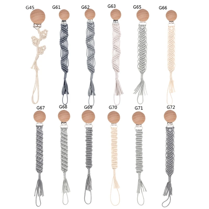 

Baby Pacifier Clips Woven Cotton Rope Pacifier Chain Infant Nipple Soother Chain Clips Dummy Holder Nipple Clip