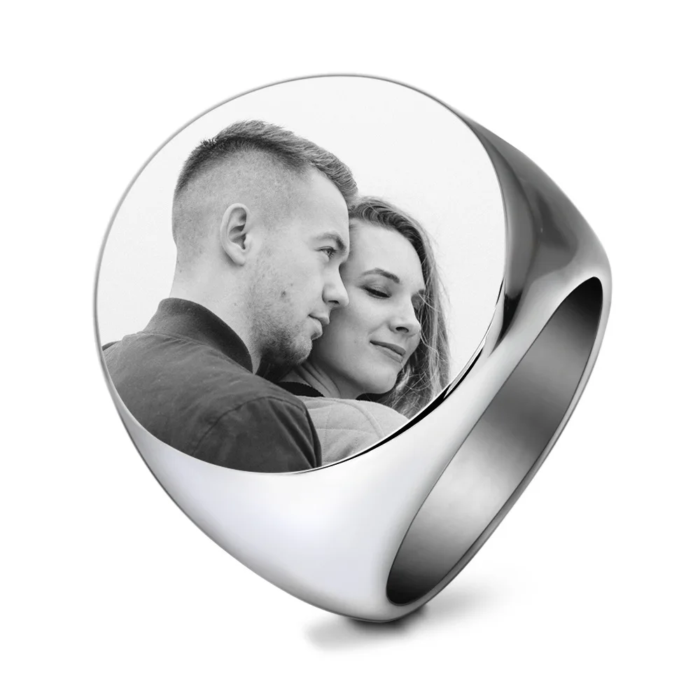 Custom Picture Rings for Women Personalized Stainless Steel Rings for Men Customized Memorial Jewelry Gift Couple Rings