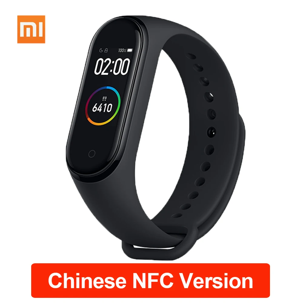 CN NFC Black Xiaomi mi-браслет 4 музыкальный фитнес-браслет трекер сердечного ритма Смарт-часы 0,9" AMOLED экран Bluetooth 5,0 mi Band 4 - Цвет: CN NFC Black