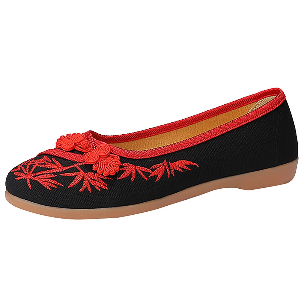 

Women's Casual Shoes Chinese Wind Embroidery Canvas Low-heeled Round Toe Loose Cute Authentic Trend Womens Shoes Flats