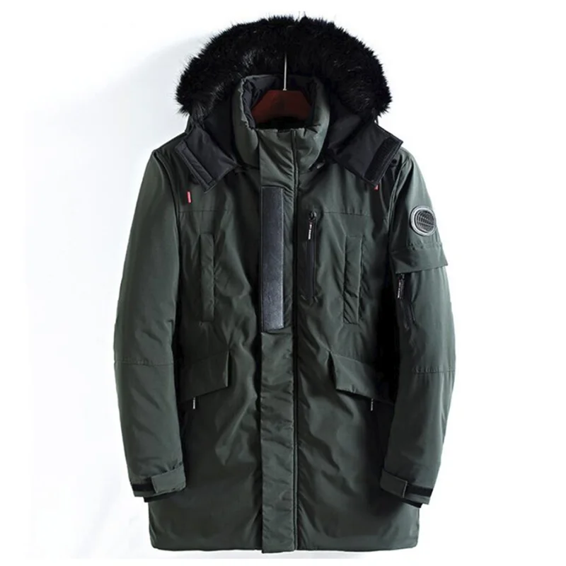 Новинка зимнее теплое пальто Мужская ветровка утепленная куртка с мехом и