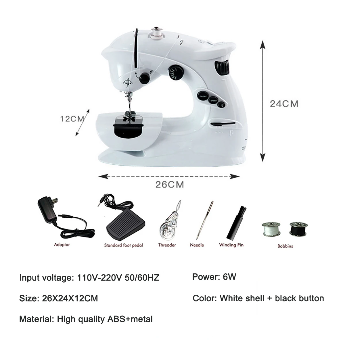 

Mini 7 Stitches Sewing Machine Mini Portable Household Multifunction Pedal Straight Line Speed Crafting Electric Sewing Machine