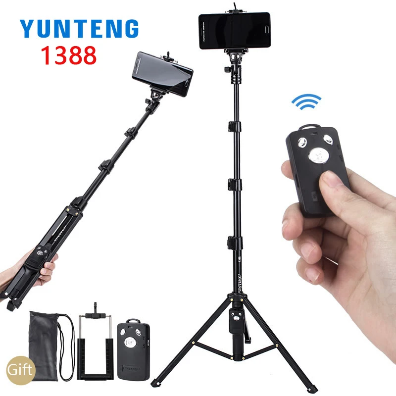 Селфи-палка Yunteng 1388 1688 51in с беспроводной зарядкой и дистанционным управлением по