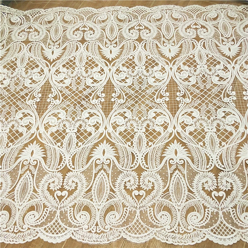 

100% хлопчатобумажная нить вышитая Тюль кружевная ткань с блестками блестящая, цвета слоновой кости 1 ярд непрерывная кружевная ткань Высоко...