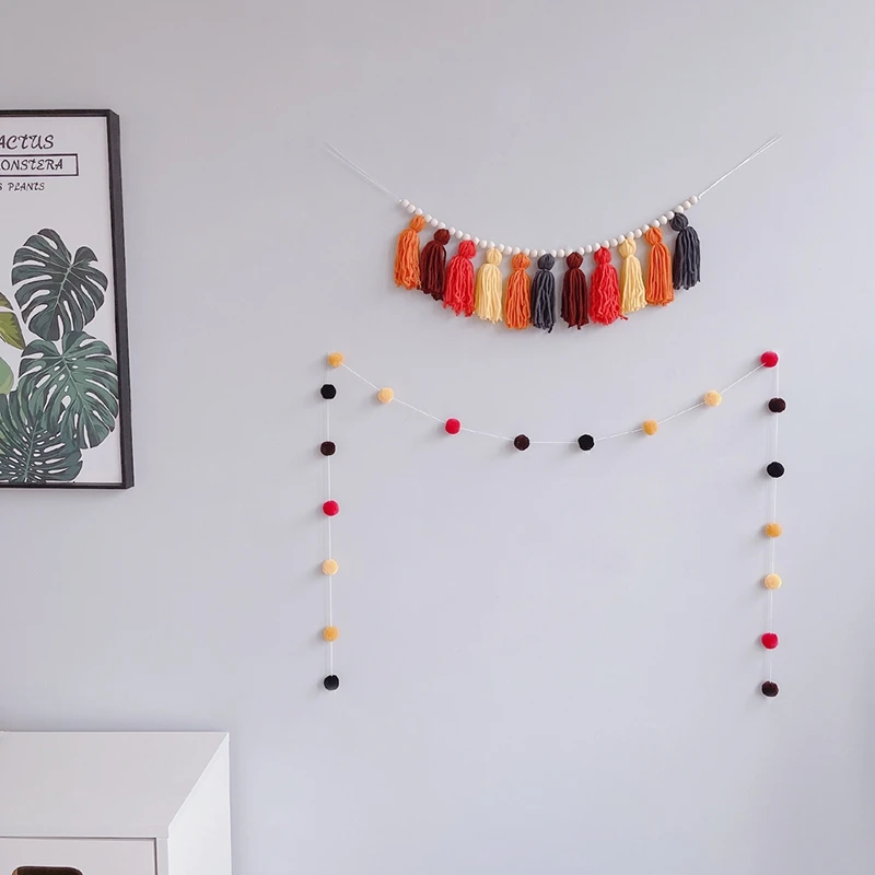 

Wall Hanging Tassel Garland Colorful Tassel Banner Decorative For Home Decoration Wedding Birthday Baby Shower Party Supplies