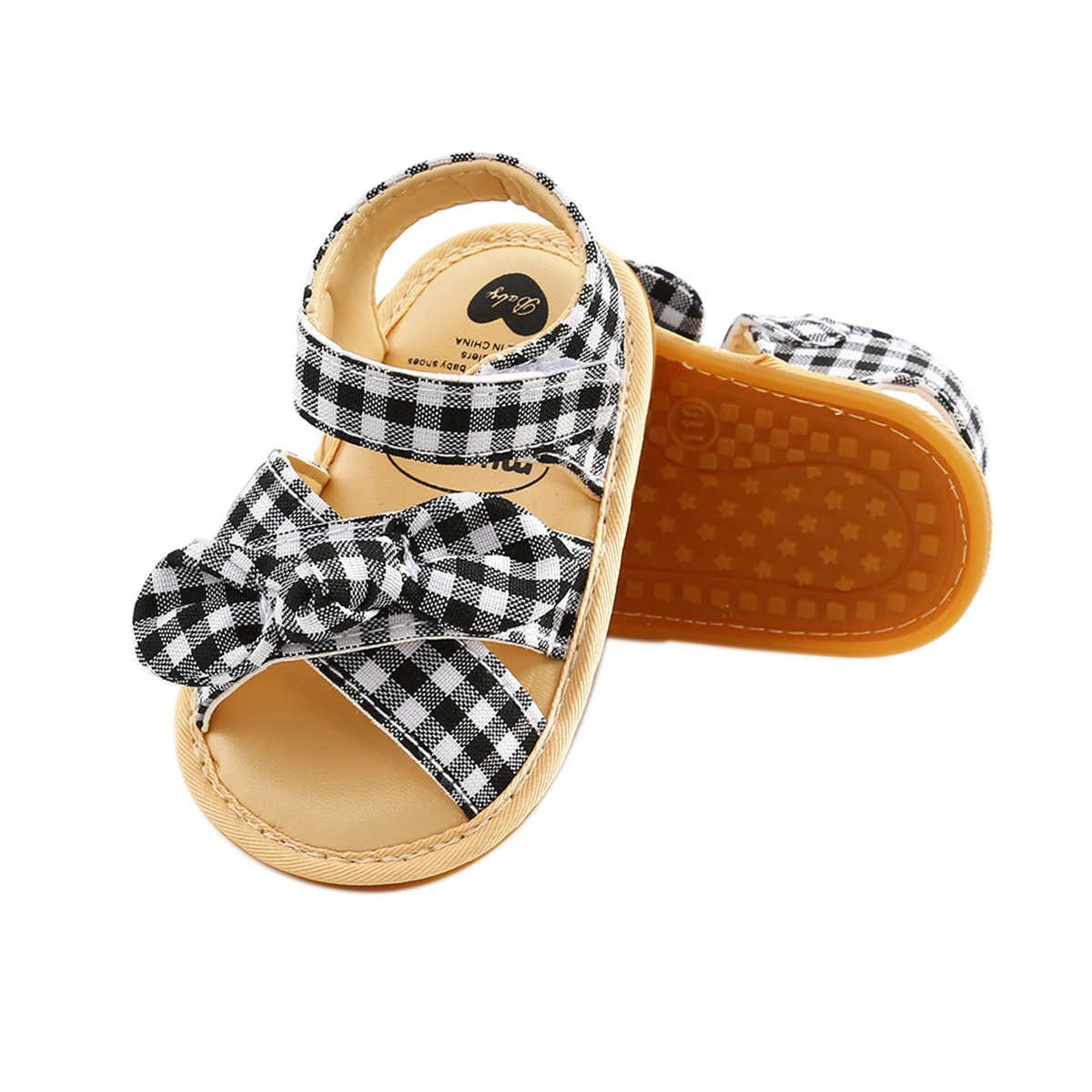 Летние сандалии для маленьких девочек черно белые туфли на мягкой подошве с
