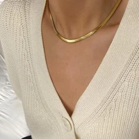 titanium with 18k gold snake chains choker necklaces women jewelry punk party designer club ins rare japan korean trendy