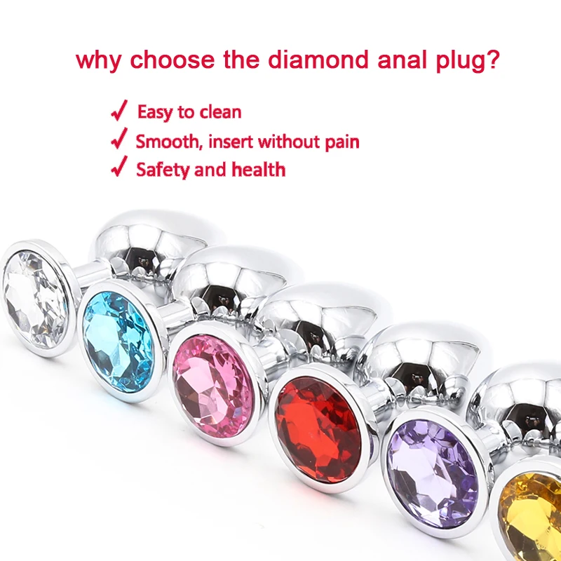 Анальная пробка диаманта из нержавеющей стали со стразами Съемная гладкая игра