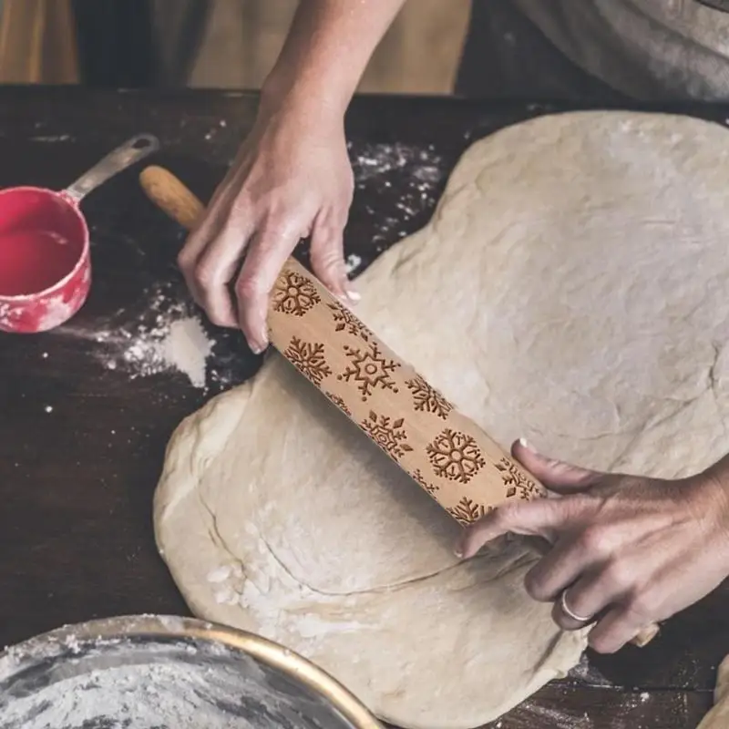 Рождественский подарок узор тисненая Скалка Для DIY кухонные пряники тиснение