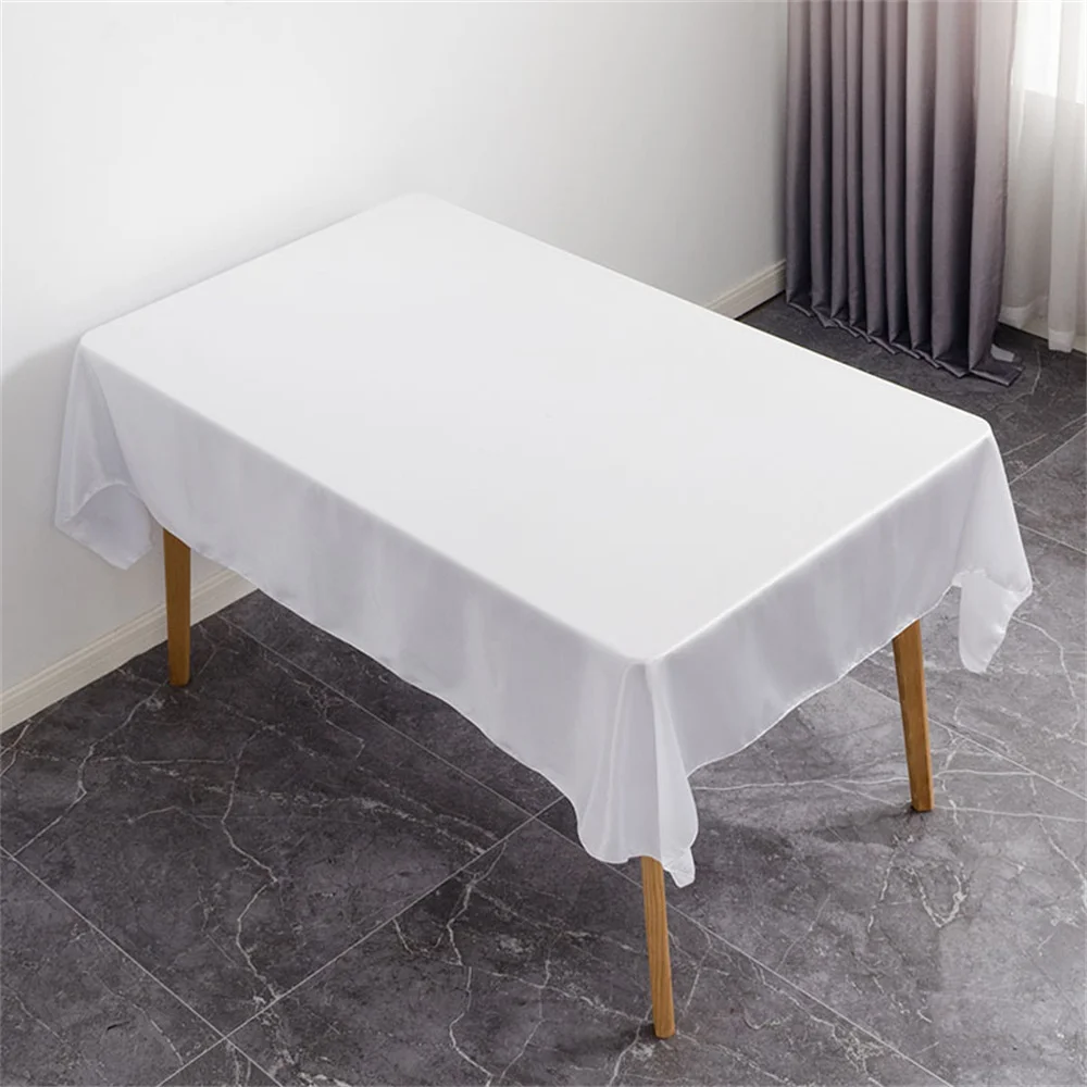 

High-end Hotel Banquet Wedding Scene Solid Color Rectangular Smooth Satin Tablecloth Satin Tablecloth Party Christmas Tablecloth
