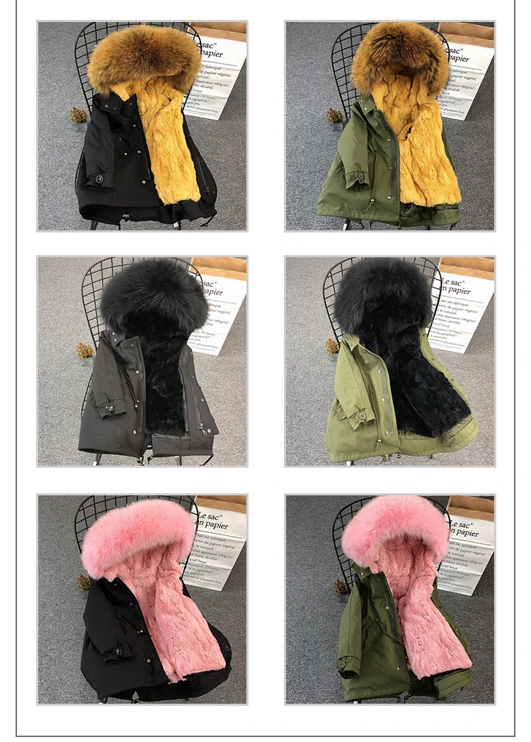Army Green Coat Fur Jacket Girls Winter Clothes Rabbit Fur Kids Parkas Real Raccoon Fur Hooded Children Jacket For Girls TZ90