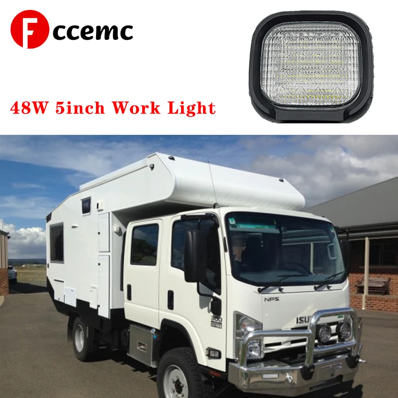 

Fccemc Led Car Work Light 5inch 48W Waterproof Daytime Running Lights Suitable For Truck 4X4 Assessories Off-Road 12V 24V New