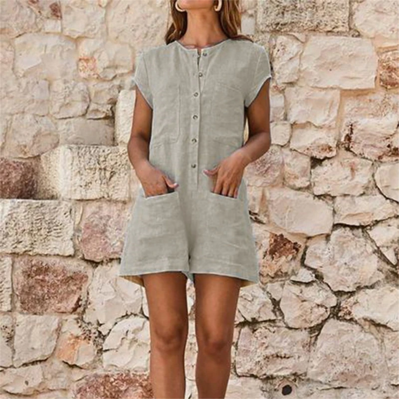 Женский Летний комбинезон с карманами модный длинный комбинезон-шаровары