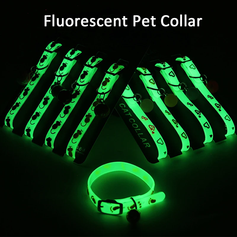 

1PC Pet Cat Collars With Bells Puppy Collars Charm Adjustable Glow Necklace Collar For small Dogs Cats Chihuahua Pet Supplies